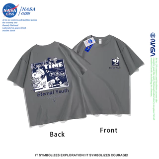 NASA เสื้อยืดชายหญิงแขนสั้น สตรีทฮิปฮอป summer การ์ตูนพีนัทส์ พิมพ์ลาย คอตตอน คอกลม หลวมและระบายอากาศ
