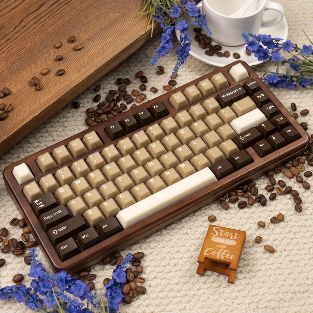 Fresh Coconut Latte Semi-Transparent Doubleshot Keycaps สําหรับคีย์บอร์ดแบบกลไก - PBT + PC Cherry Profile