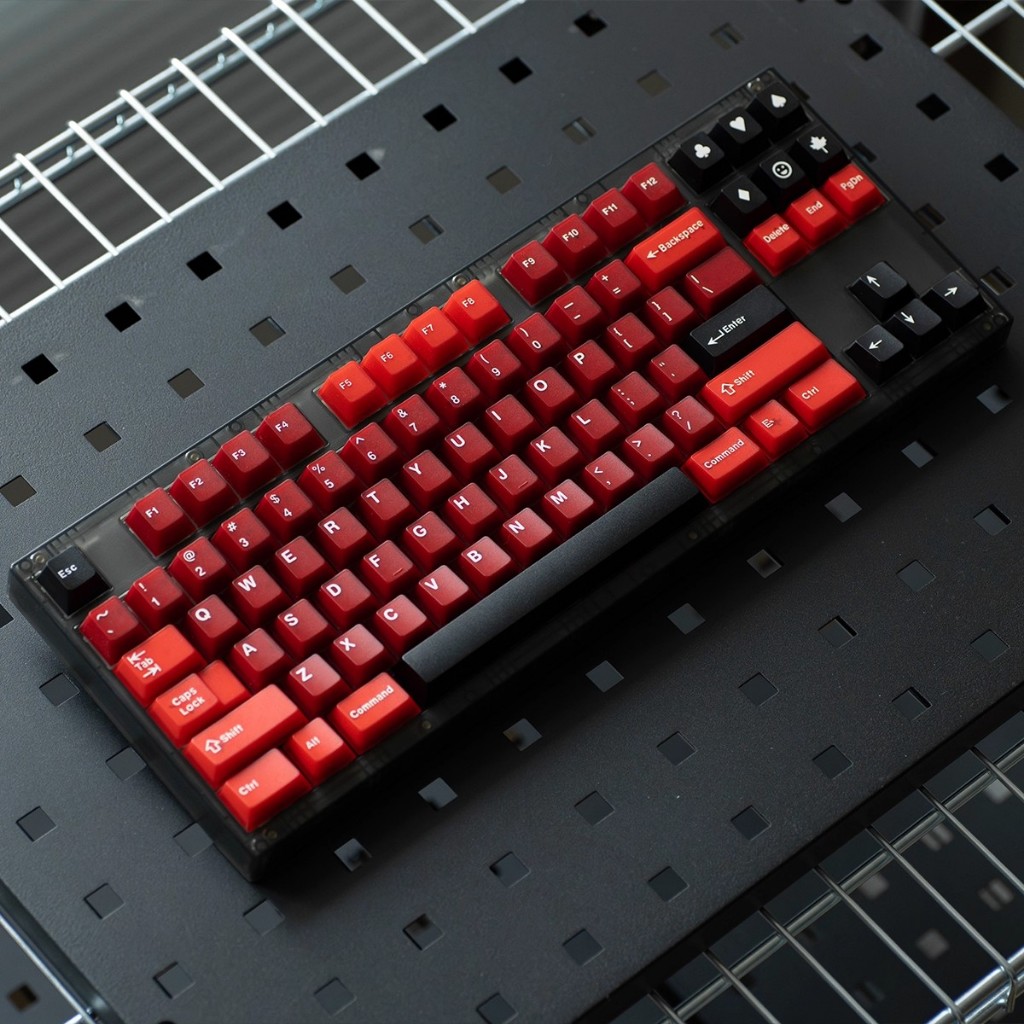 Bordeaux Red Semi-Transparent Doubleshot Keycaps สําหรับคีย์บอร์ดแบบกลไก - PBT + PC Cherry Profile