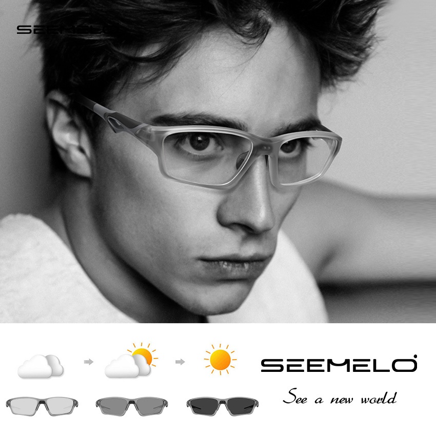 SEEMELO แว่นตามีสไตล์สำหรับทั้งผู้ชายและผู้หญิง ทำจากTR90 มีเลนส์Anti-blue light และPhotochromic สวมใส่สบายไม่เลื่อน