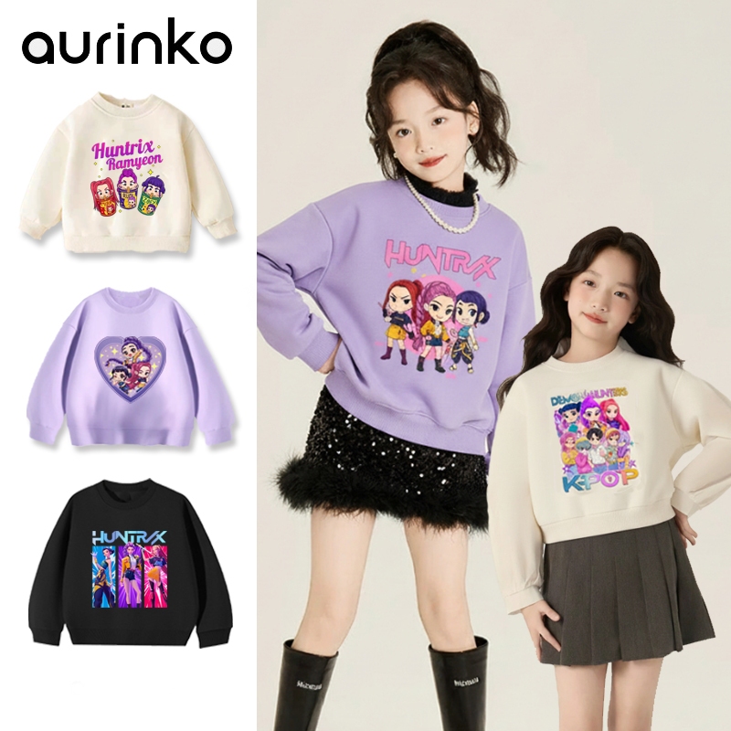 เสื้อแขนยาวเด็กผู้หญิง ชุดรูมิ huntrixเด็ก  Kpop Demon Hunter เสื้อแขนยาวบางสามสีสำหรับความสูง 110-150 ซม