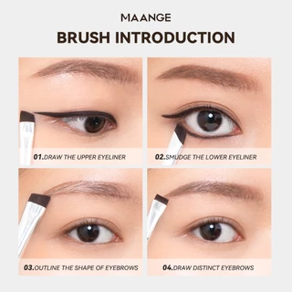 MAANGE 4Pcs ชุดแปรงแต่งหน้าคุณภาพสูงทนทานมุมคิ้วแปรงตาไลน์แปรงผสมชุดสีดํา 52047