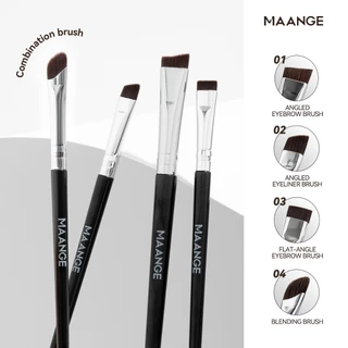 MAANGE 4Pcs ชุดแปรงแต่งหน้าคุณภาพสูงทนทานมุมคิ้วแปรงตาไลน์แปรงผสมชุดสีดํา 52047