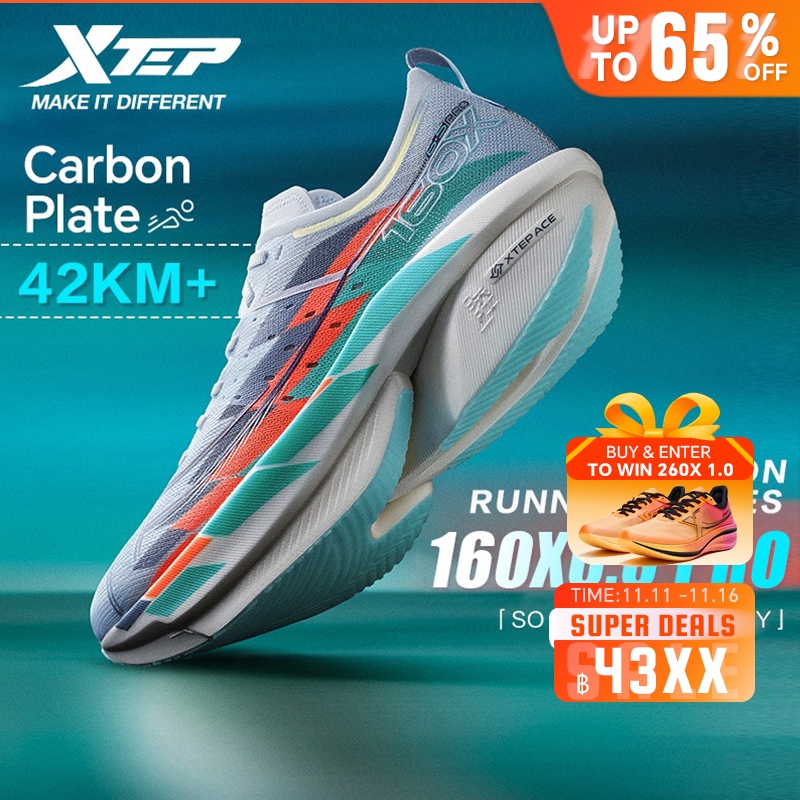 【xtep】160X6.0 PRO | Champion รองเท้าวิ่ง GT700 แผ่นคาร์บอนทองรองเท้าวิ่งมาราธอน Rebound สูงสุด 85% ส