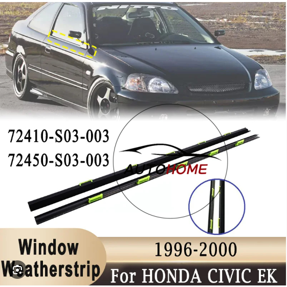 (2 ประตู) รถนอกหน้าต่าง Airstrip สําหรับ Honda Civic EK Coupe 1996 1997 1998 1999 2000 ประตูกระจก moulding seal strip