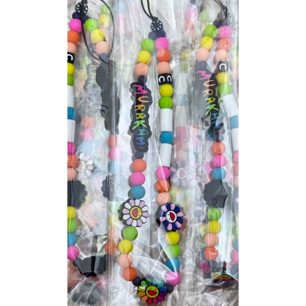 Takashi Murakami เครื่องประดับโทรศัพท์มือถือดอกทานตะวัน DIY ตัวอักษรเชือกเส้นเล็กโทรศัพท์มือถือ, เชือกคล้องข้อมือลูกปัดซิลิโคนดอกทานตะวัน - รูปที่ 2