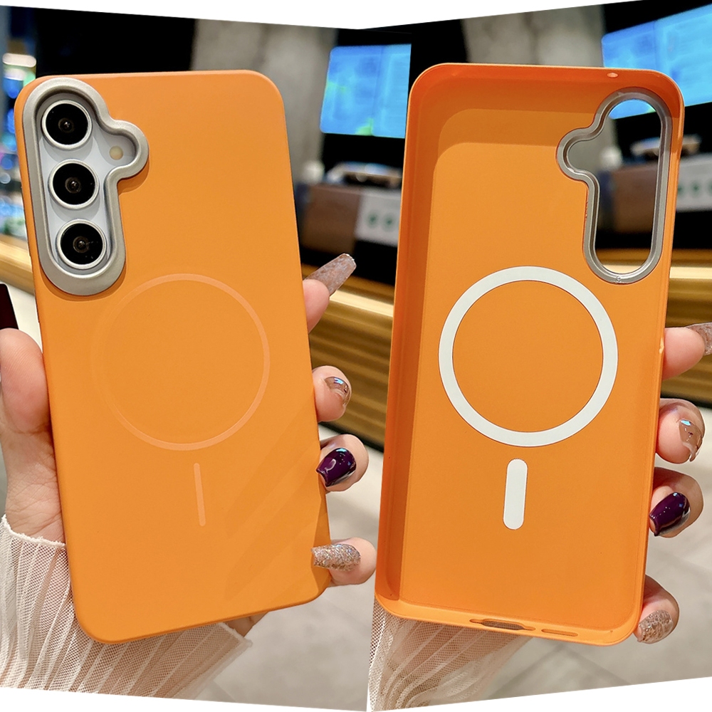 SAMSUNG สีทึบเคสโทรศัพท์แม่เหล็กสําหรับSamsung Galaxy A17 A16 A15 A14 A25 A26 A34 A35 A36 A54 A55 A56 5G Matteเลนส์กันกระแทก