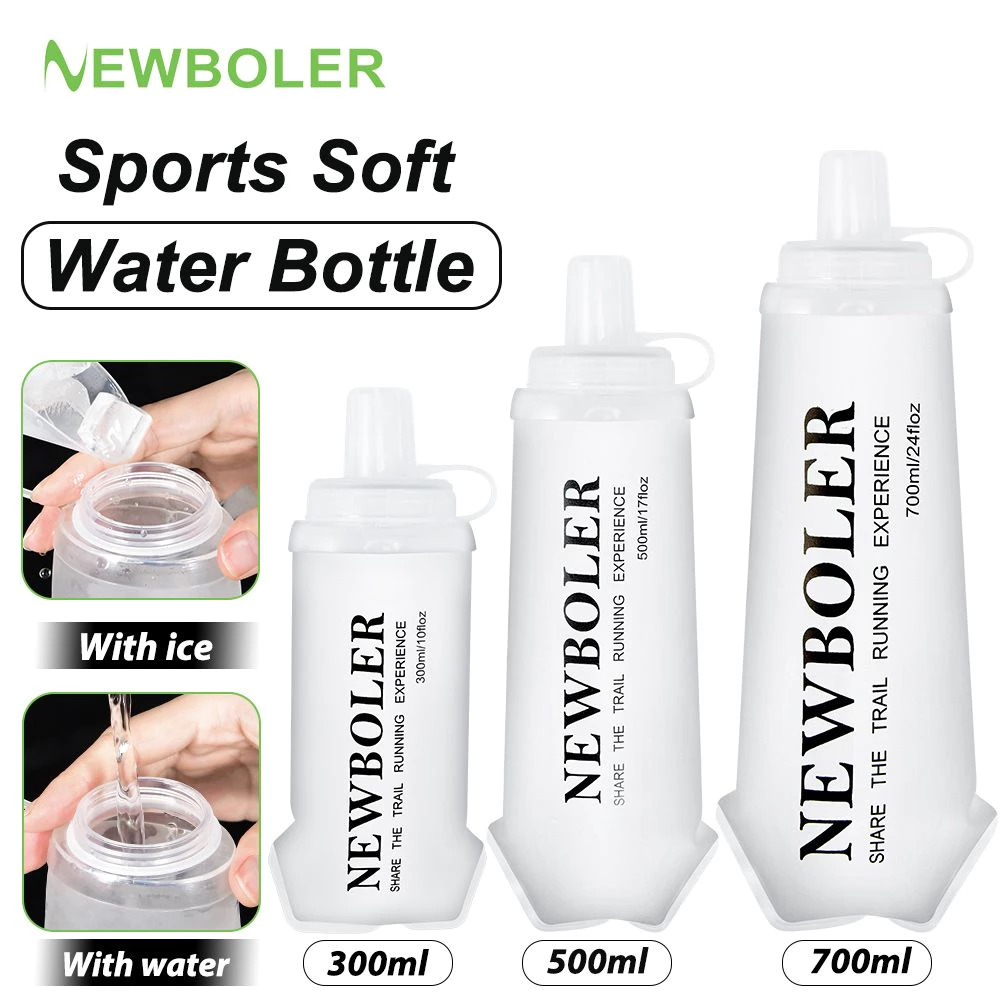 TPU ขวดน้ําพับ 300มล. 500 มล. 750 มล. ปราศจาก BPA ได้เหมาะสําหรับมาราธอน สำหรับการวิ่ง ขวดน้ำกีฬาแบบพับได้