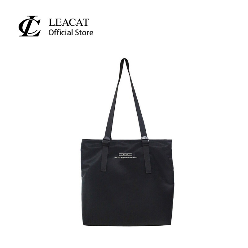 Leacat กระเป๋าสะพายไหล่ ผ้าไนล่อน ความจุขนาดใหญ่ สไตล์เกาหลี สําหรับผู้ชาย