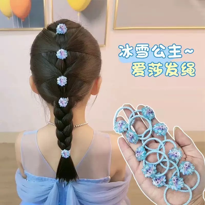 แหวนผมเด็กเจ้าหญิงเอลซ่า | เชือกคาดผมเด็กแช่แข็ง | เอ็นเนื้อยางถักเปียคูโลมิสาวน้อย - รูปที่ 7