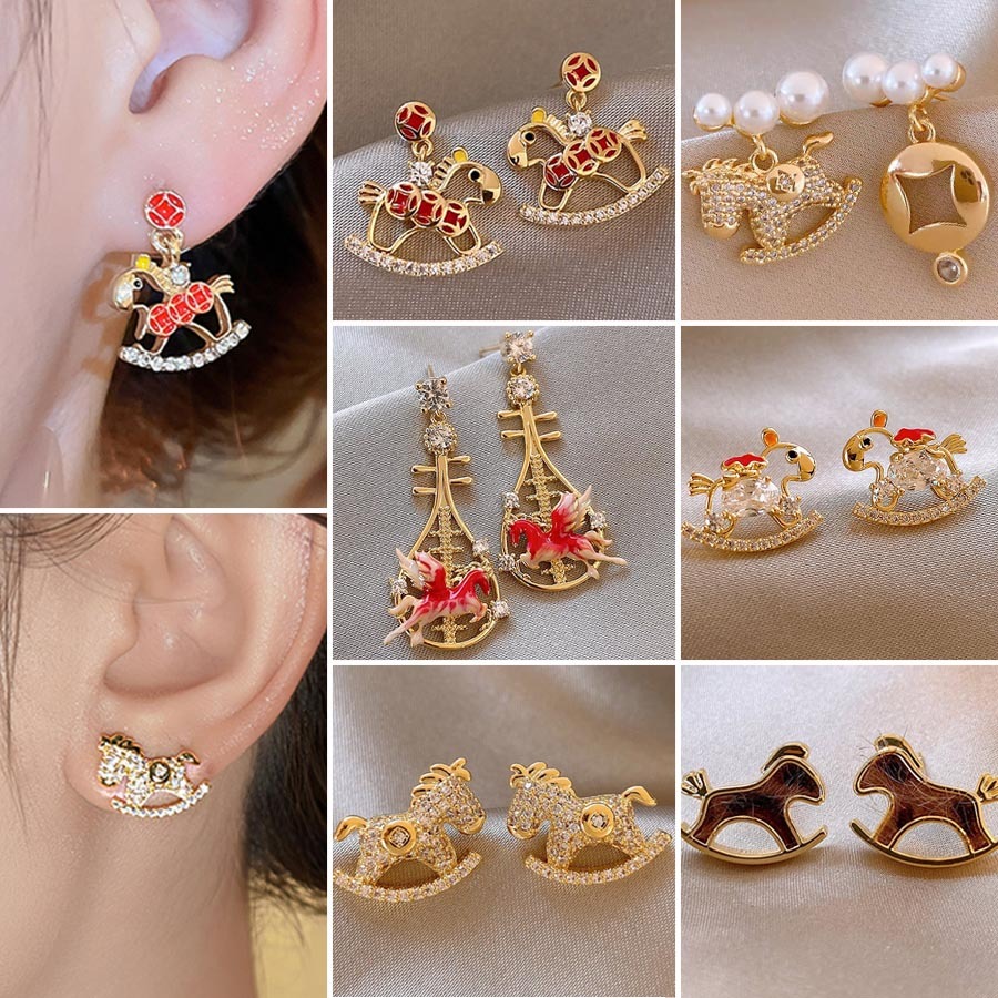 ต่างหูพลอยเทียมสไตล์ใหม่สำหรับคนเกิดปีม้า ดีไซน์หวาน ๆ ในแบบแฟชั่นระดับไฮเอนด์