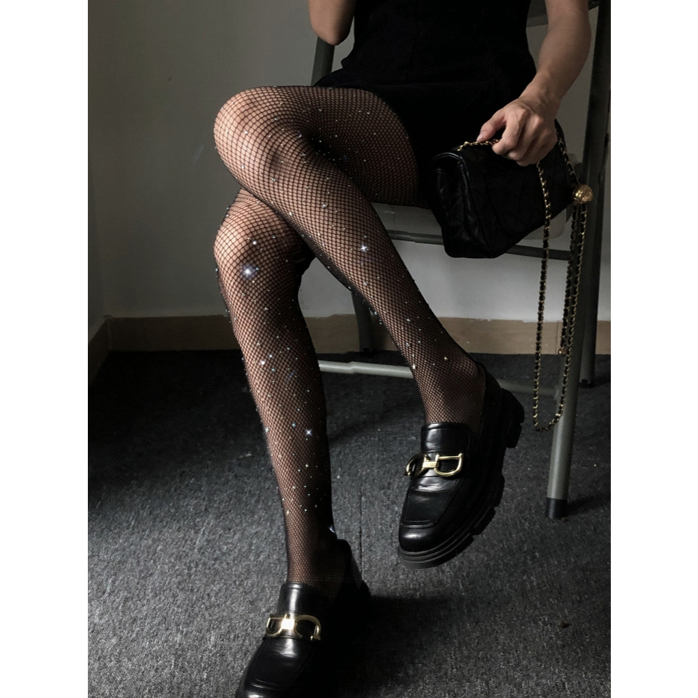 💎ถุงน่องตาข่ายสูงเอวสีดำเพชร! ไรน์สโตนแวววาว ✨ สไตล์ปาร์ตี้สวยสุด ออกแรงส่งไวใน24ชม - รูปที่ 3