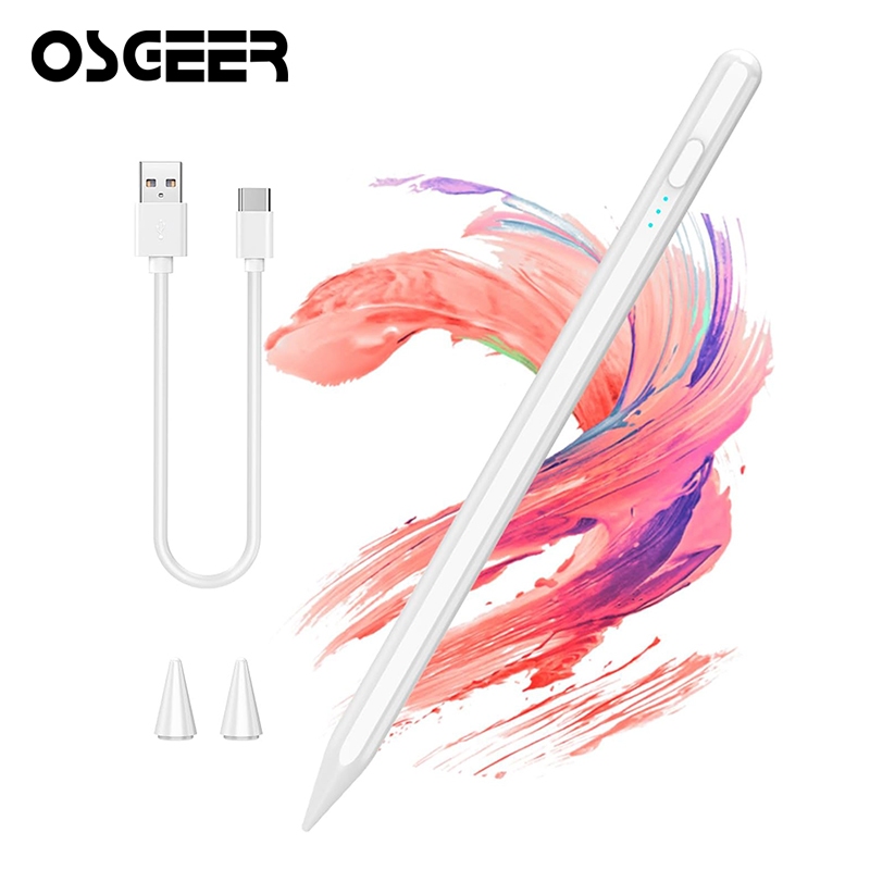 ปากกาสไตลัส OSGEER สําหรับ iPad 2018-2025 พร้อมการปฏิเสธฝ่ามือ, การชาร์จที่รวดเร็ว 30 นาที, เข้ากันได้กับ iPad 11/10/9/8/7/6th Gen, Pro 12.9"/11", Air 7/6/5/4/3, Mini 6/5