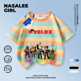 【จัดส่งทันที】เสื้อยืดเด็ก NASA สีดำ ผ้าฝ้ายระบายอากาศดี ลายตัวการ์ตูนตัวต่อ สำหรับเด็กอายุ 3-16 ปี