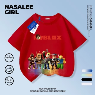 【จัดส่งทันที】เสื้อยืดเด็ก NASA สีดำ ผ้าฝ้ายระบายอากาศดี ลายตัวการ์ตูนตัวต่อ สำหรับเด็กอายุ 3-16 ปี