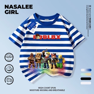 【จัดส่งทันที】เสื้อยืดเด็ก NASA สีดำ ผ้าฝ้ายระบายอากาศดี ลายตัวการ์ตูนตัวต่อ สำหรับเด็กอายุ 3-16 ปี