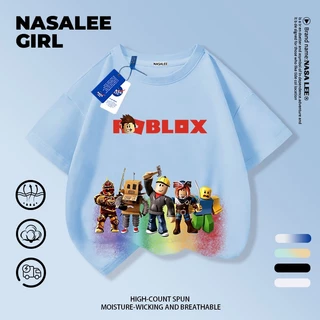 【จัดส่งทันที】เสื้อยืดเด็ก NASA สีดำ ผ้าฝ้ายระบายอากาศดี ลายตัวการ์ตูนตัวต่อ สำหรับเด็กอายุ 3-16 ปี
