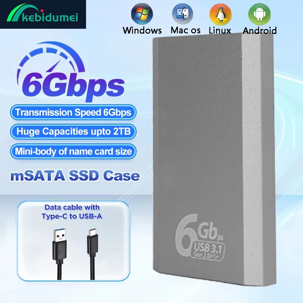 6Gbps mSATA SSD Enclosure mSATA เป็น USB 3.1 Gen2 อะแดปเตอร์พอร์ต Type C สําหรับ mSATA ภายใน Solid S
