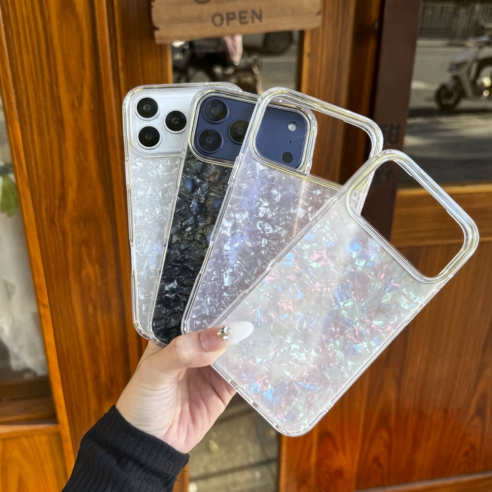 Conch Shell รูปแบบเคสโทรศัพท์สําหรับ iPhone 17 Air 16 15 14 Plus 16e 17e 11 12 13 Pro Max ชุบทองกล้องกรอบปกแข็ง