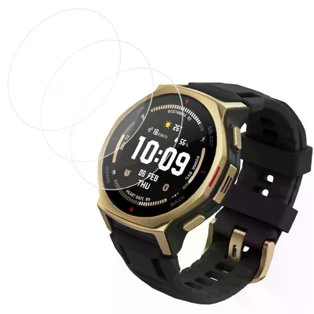 3PCS ป้องกันหน้าจอกระจกนิรภัยสําหรับ Huami Amazfit T-Rex 3 Pro 44 มม.ป้องกันฟิล์ม Anti-Scratch Clear HD 2.5D 9H พรีเมี่ยม