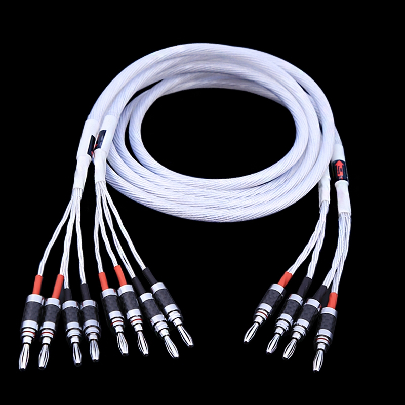 เนเธอร์แลนด์นําเข้า 5NOCC คริสตัลเดี่ยวเงิน 2 In 4 Out สายลําโพงหลักสาย hifi Fever Power Amplifier Dual-Line Crossover สายลําโพง
