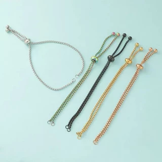 สายสร้อยข้อมือรูด สแตนเลส 3ชิ้น 3.5-11.5ซม ปรับได้ DIY แฟชั่นมินิมอล สไตล์เรียบง่าย