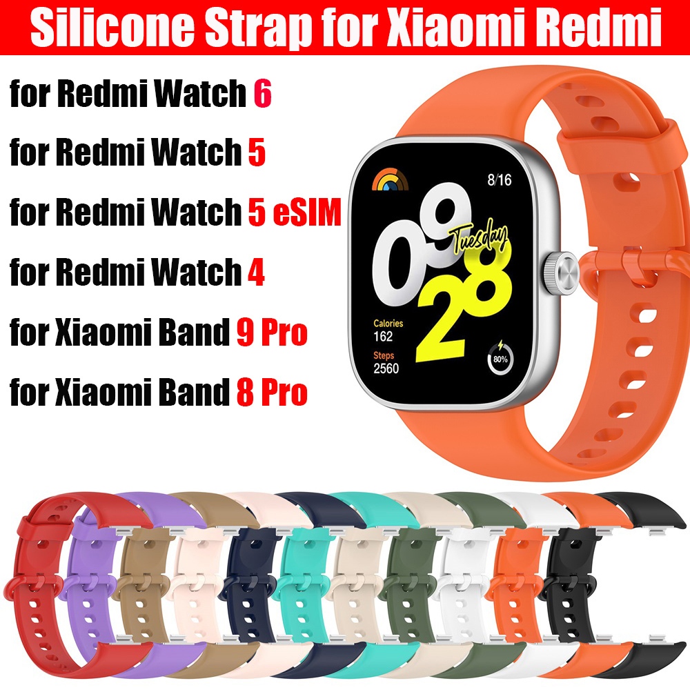 สายซิลิโคนสําหรับ Redmi Watch 6 5 4 เปลี่ยนสายนาฬิกาสร้อยข้อมือกีฬาสําหรับ Xiaomi Smart Band 9 Pro / 8 Pro สมาร์ทนาฬิกา
