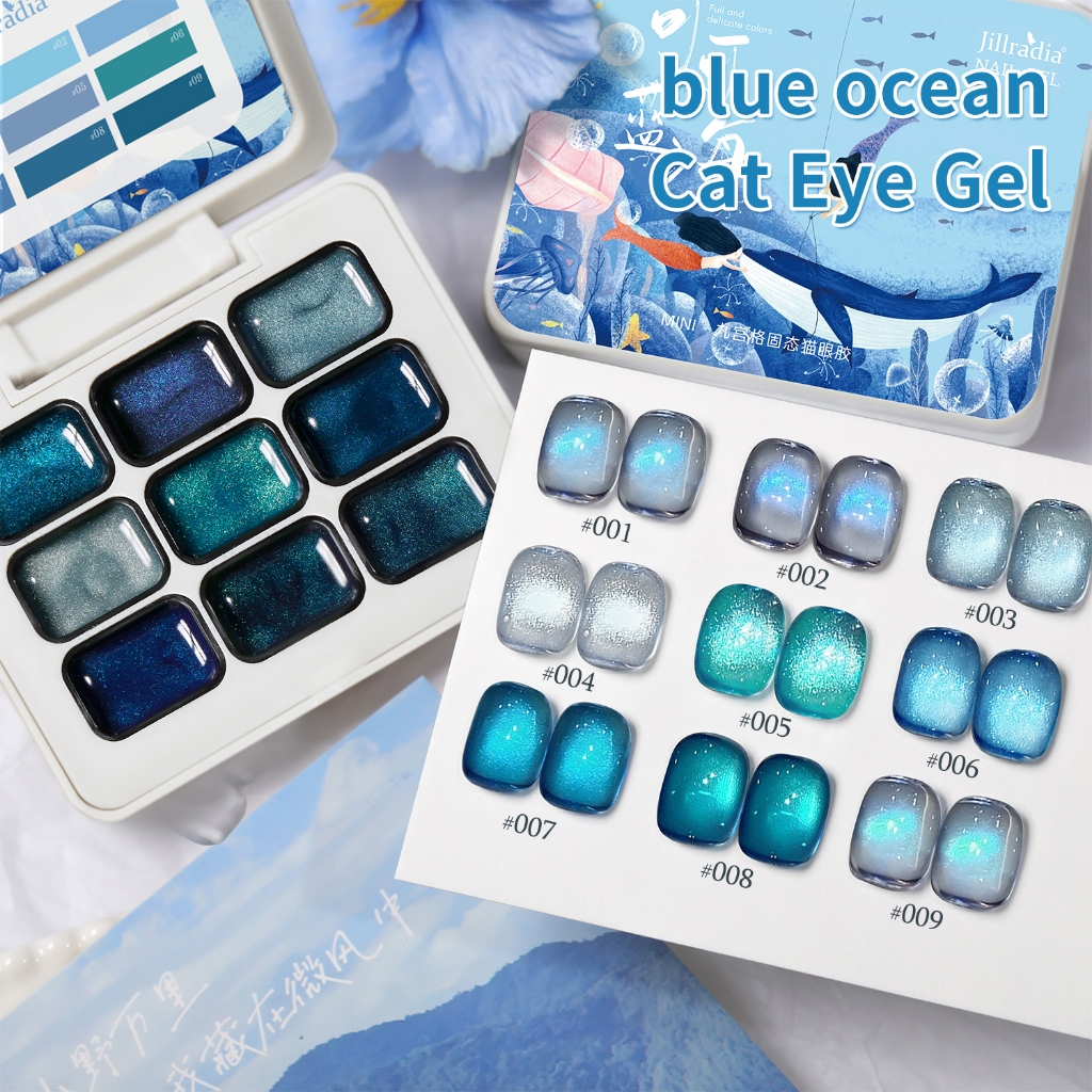 Jilradia Classic สีฟ้าอ่อนทรงตาแมว 9 สี ยาทาเล็บเจล เหมาะสำหรับร้านทำเล็บ