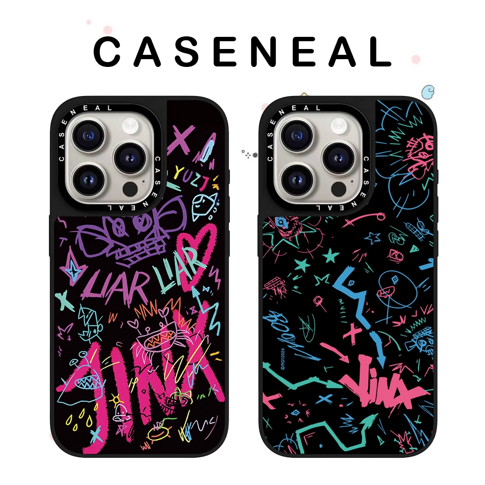 CASENEAL Graffiti ภาษาอังกฤษคุณภาพสูงกระจกเคสโทรศัพท์เหมาะสําหรับ iPhone 17ProMax 17pro 17 air 16promax 16 15promax 15 14promax 13 13promax แฟชั่น Anti Drop Hard Case