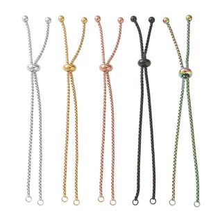สายสร้อยข้อมือรูด สแตนเลส 3ชิ้น 3.5-11.5ซม ปรับได้ DIY แฟชั่นมินิมอล สไตล์เรียบง่าย