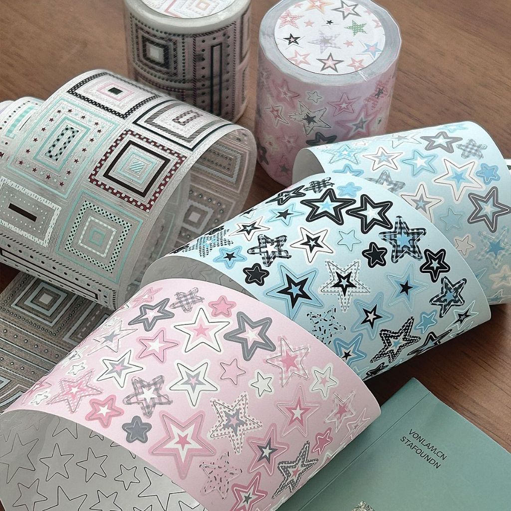 5M สติกเกอร์ม้วน Kawaii ข้อความ Star สติกเกอร์ Collage Craft Scrapbooking วัสดุ DIY