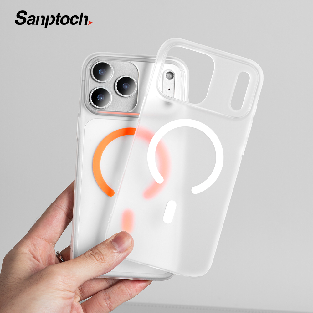 Sanptoch สําหรับแม่เหล็ก Slim Matte Clear เคสโทรศัพท์สําหรับ Phone 17 16 15 14 13 Pro Max Fluorescence Mag แหวนฝาครอบป้องกัน Light & บางผิวเนื้อปลอก