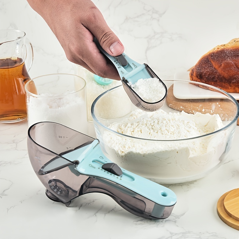 ถ้วยตวงและช้อนแบบปรับได้, ถ้วยตวงตักพลาสติกพร้อมแม่เหล็ก, สําหรับส่วนผสมแบบแห้งและของเหลว, เครื่องมือในครัว