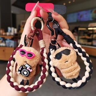 เชือกเส้นเล็กโทรศัพท์มือถือสไตล์ข้อมือหญิงผ้าขนสัตว์สั้นถักแ…