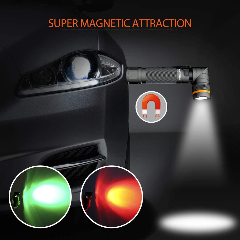 NICRON B70 / B70 พลัสไฟฉาย 90 °หมุนไฟฉายแบบชาร์จไฟหมุนคลิปแฮนด์ฟรี 1800/1200 ลูเมน 3 สีแสงกันน้ำ IP65 ไฟฉายแม่เหล็กที่แข็งแกร่ง - รูปที่ 3