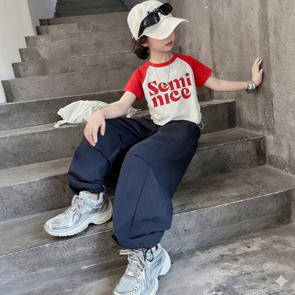 Princess Kesli ชุดแฟชั่นเด็กหญิง เสื้อแขนสั้นกางเกงคาร์โก้ขายาว เอวยางยืด ใส่สบาย สไตล์เกาหลี 2-16ปี ราคา ถูกที่สุด ดีลบีเคเค แกลเลอรีภาพที่ 7