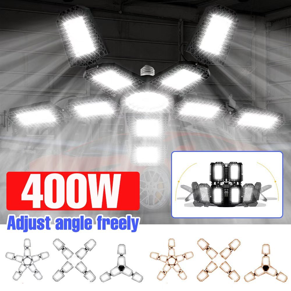 400W LED Deformable Garage Light AC100-277V ในร่ม E27/E26 พับโกดัง Workshop โคมไฟ Basement ที่จอดรถป