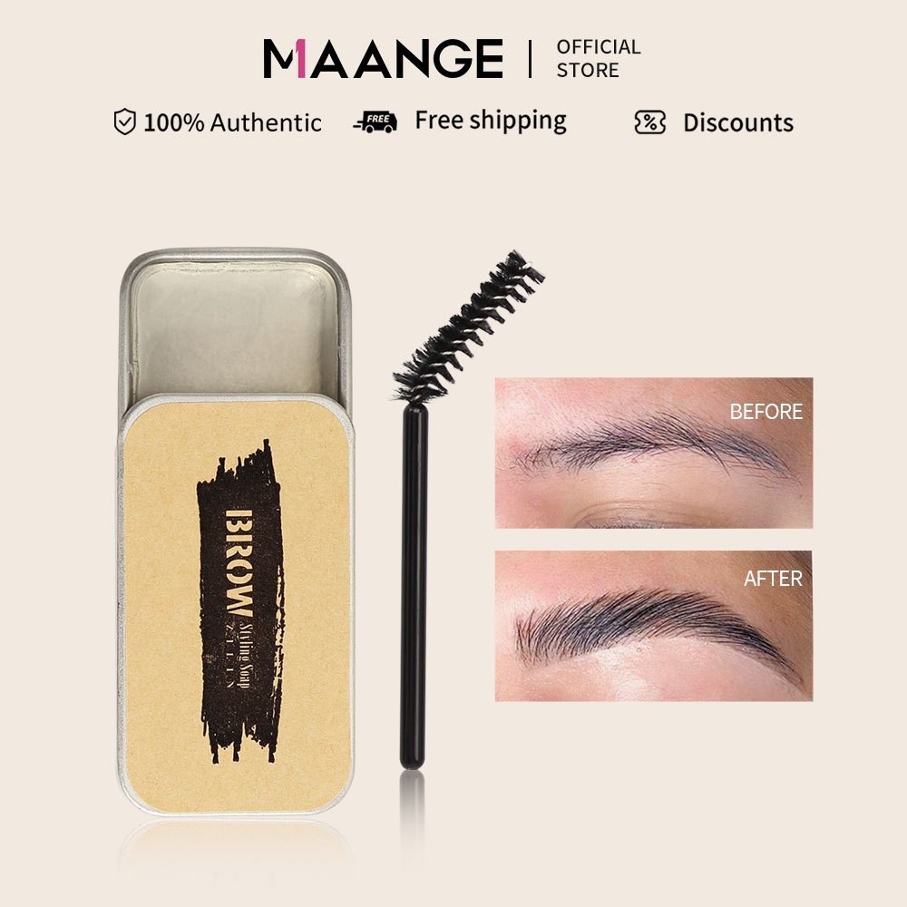 MAANGE แว็กซ์ปัดคิ้วตั้ง เจลแต่งคิ้ว สบู่ปัดคิ้ว 3D ธรรมชาติ มาพร้อมแปรงปัดคิ้ว ติดทนนาน กันน้ำและกันเหงื่อ 4017