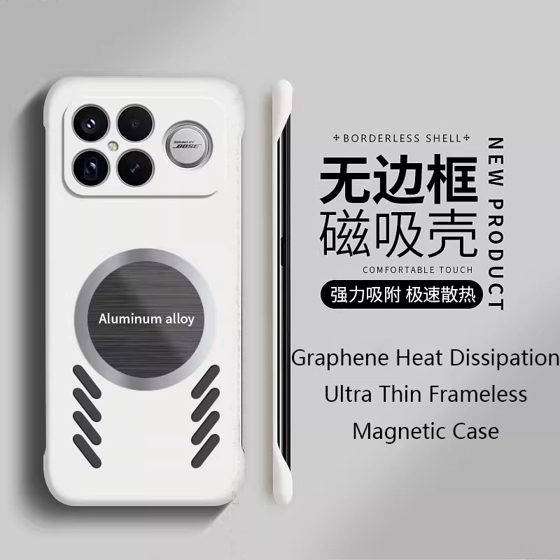 การกระจายความร้อนเคสโทรศัพท์สําหรับRedmi K90 Pro Max K80 K70 K70E K60 POCO F7 Ultra F6 F5 X6 X7 Pro 5Gกรณี Graphene CoolingกันกระแทกปลอกบางพิเศษFrameless PC Cover