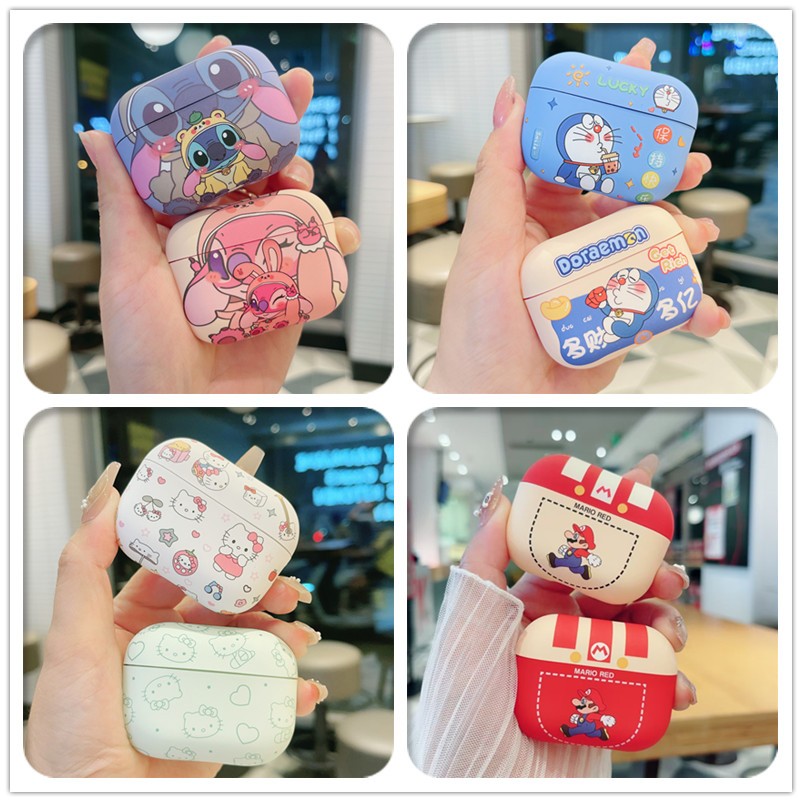 (Pro3 2025) เคส Stitch น่ารักสําหรับ AirPods 4/4ANC/1/2/3/Pro/Pro2/Pro3 Frosting Full Protection Case
