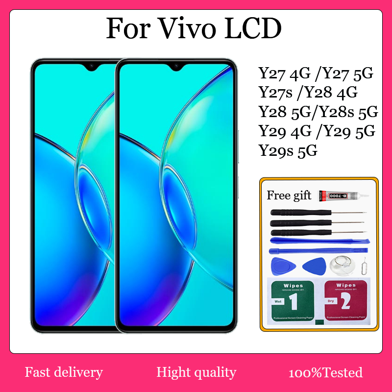 Original สําหรับ Vivo Y27 Y27s Y28 Y28s Y29 Y29s 4G 5G จอแสดงผล LCD หน้าจอสัมผัสพร้อมการเปลี่ยนกรอบ
