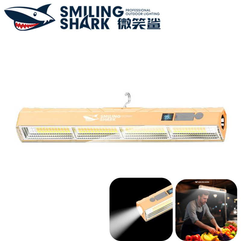 SMILING SHARK Camping Light Super Bright ไฟฉาย LED Magnetic Camping โคมไฟ Type-c ชาร์จ 5 โหมดสีขาวสีเหลืองกันน้ํากลางแจ้ง Camping แสง LY8330