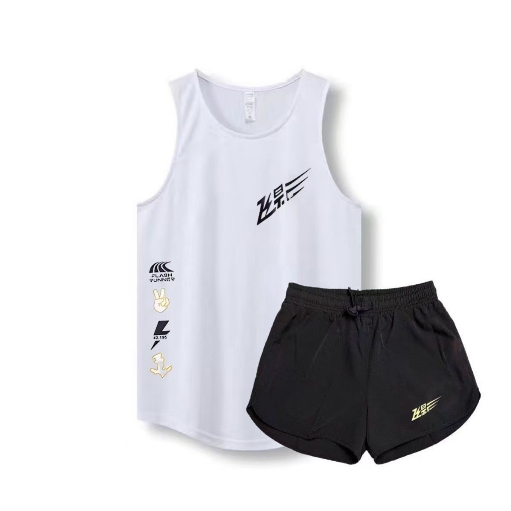 < พร้อมสต็อก คําสั่ง > บิน เงา วิ่งกีฬา เร็ว-การอบแห้ง ตาข่ายเสื้อกั๊กฤดูร้อนแขนกุดมืออาชีพมาราธอนเสื้อกั๊กกางเกงขาสั้นคู่ชุดสองชิ้น