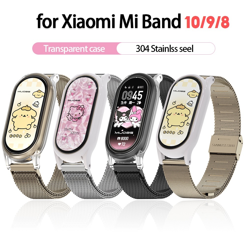 MIJOBS สายรัดข้อมือ สำหรับ Xiaomi Mi Band 10 9 8 สายรัดข้อมือสำหรับ Xiaomi Smart Band 10 รุ่นเซรามิก อุปกรณ์เสริมนาฬิกาทดแทนสายรัดข้อมือ Miband 8