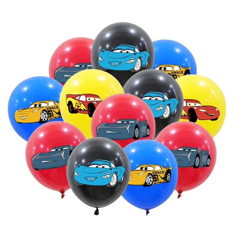 12 ชิ้น Lightning McQueen Theme 12 นิ้วลูกโป่งยางเด็กวันเกิดตกแต่งบอลลูนเด็กโปรดปรานอุปกรณ์อาบน้ําเด็ก