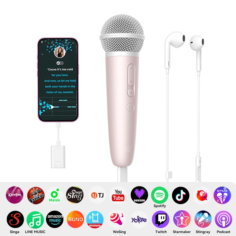 Sing & Record microphone with Earphone Feedback, karaoke Mic Works with ...All Music/Karaoke Apps