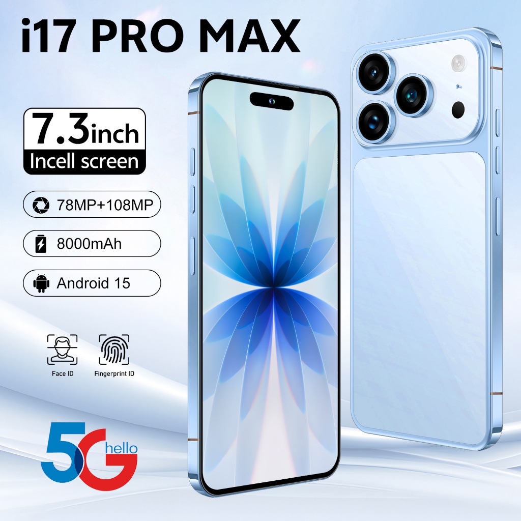 I17 Pro Max Global 16GB+1TB หน้าจอความละเอียดสูงขนาด 7.3 นิ้ว 8000mAh dual SIM การ์ดสมาร์ทโฟน Androi
