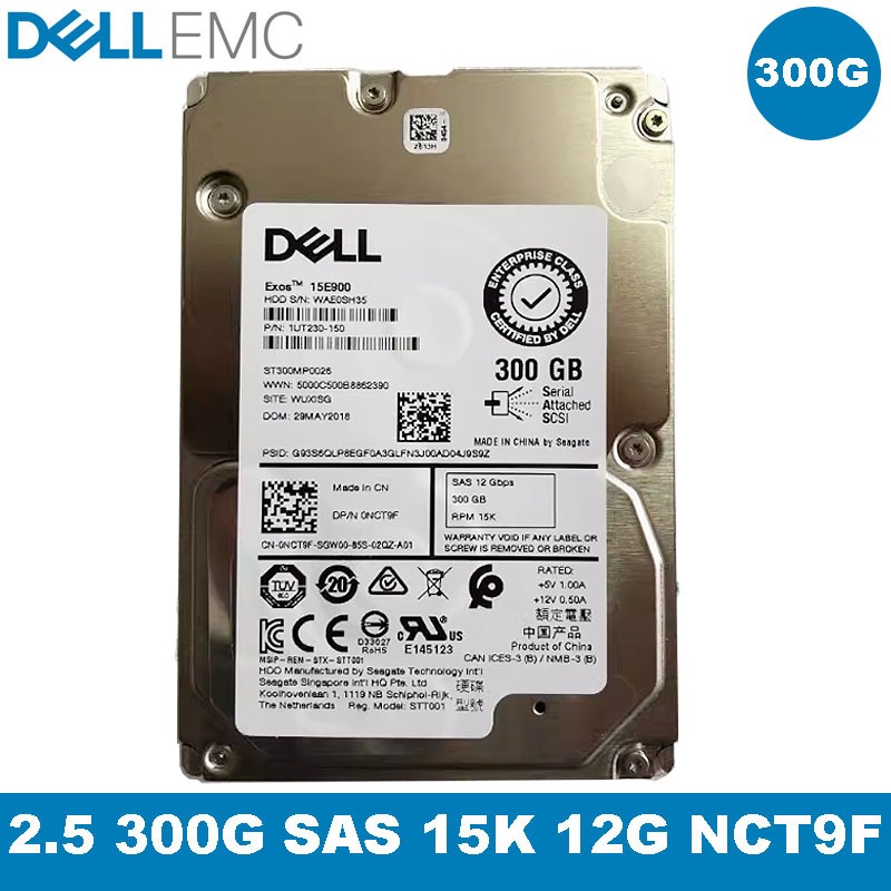 【Server HDD】DELL 300G 2.5 นิ้ว 12GB 15K SAS ฮาร์ดไดรฟ์เดิม ST300MP0026 0NCT9F