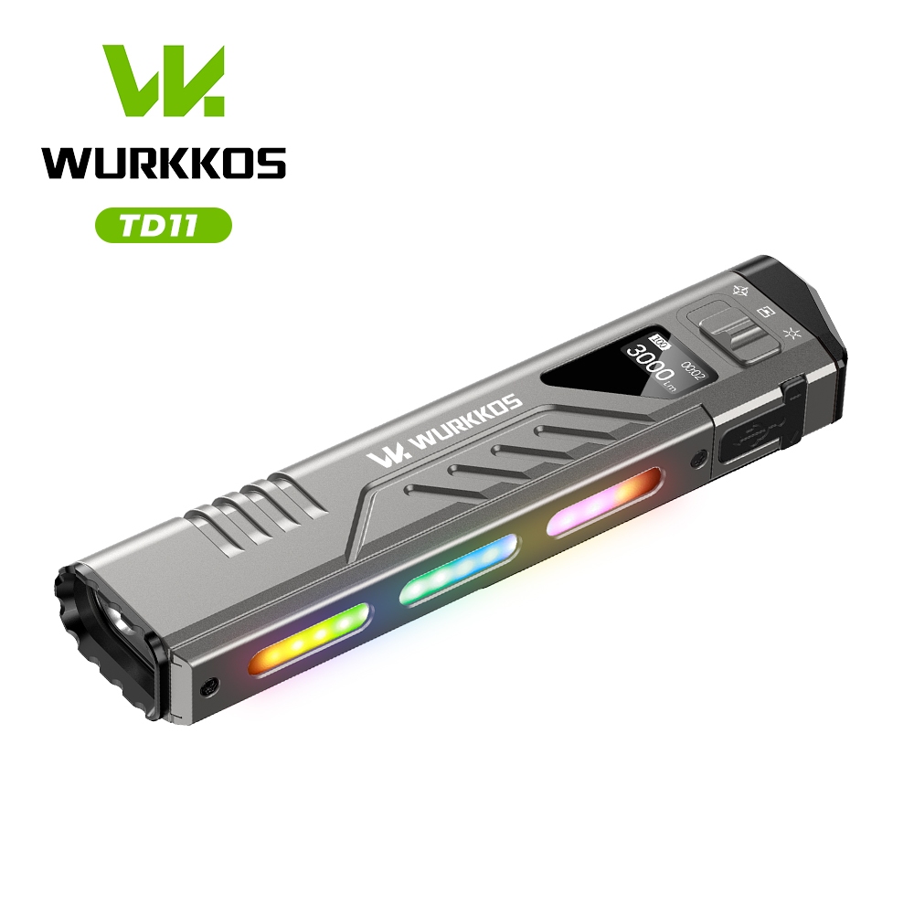 Wurkkos TD11 ไฟฉาย OLED อัจฉริยะ กำลังส่องสว่าง 3000 ลู멘 ส่องไกล 320 เมตร มาพร้อมระบบควบคุมกระแสคงที่
