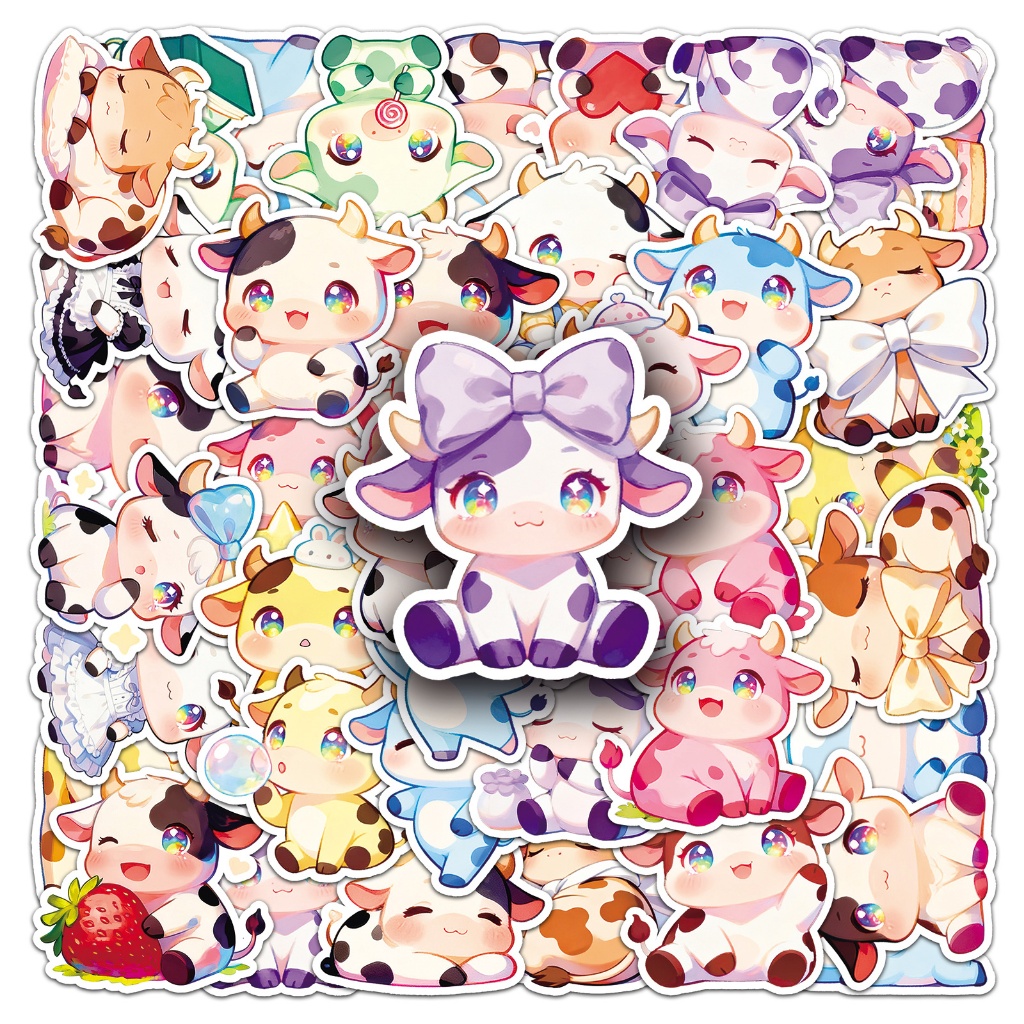 50ชิ้นน่ารักการ์ตูนวัวน้อยสติกเกอร์กันน้ําสําหรับแก้วน้ําแล็ปท็อปกรณีโทรศัพท์รถสติกเกอร์กราฟฟิตีสร้างสรรค์ ทําเอง